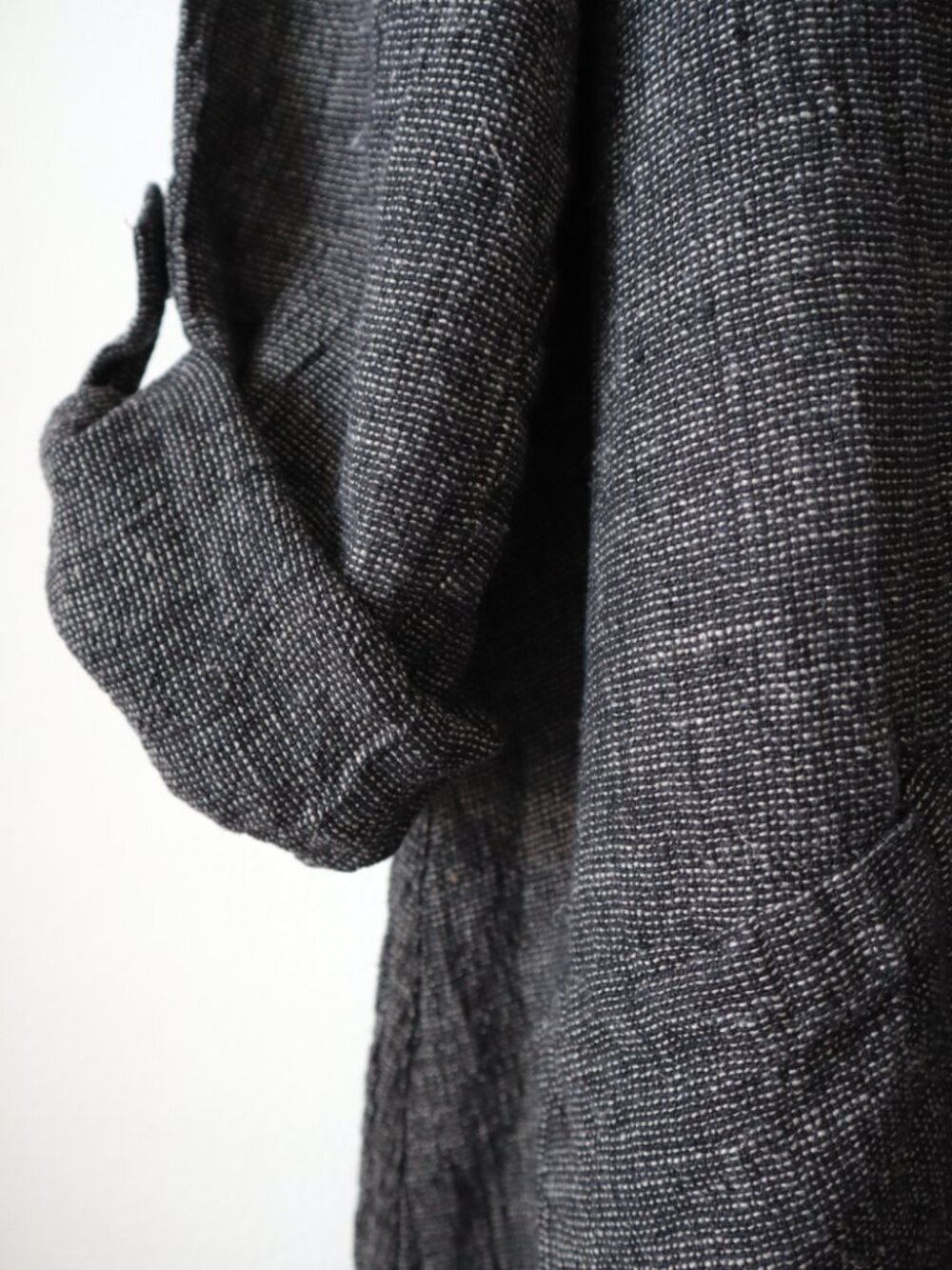 FLAX Black and Tan Woven Linen Tunic Dress | S - Picture 4 of 6